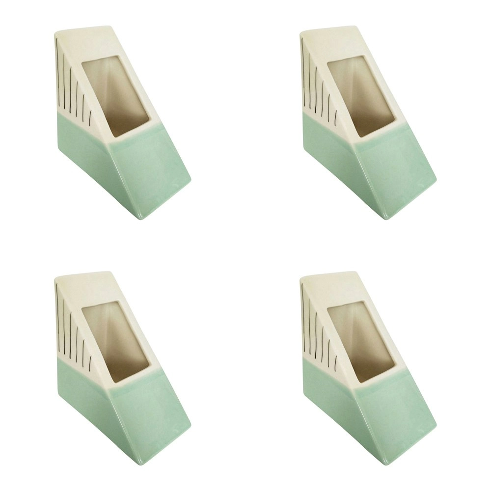 4x Urban Lilah Triangle 15cm Ceramic Planter Flower/Plant Pot Decor Small Blue