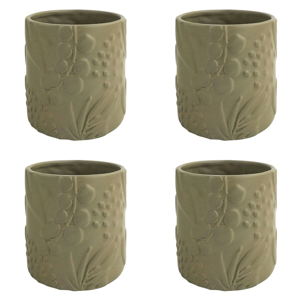 4x Urban Caprice Foliage 14cm Ceramic Planter Flower/Plant Pot Decor Medium Sage