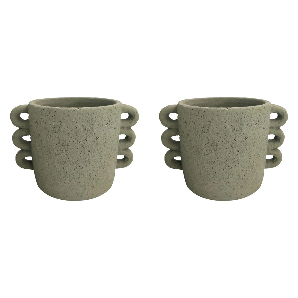 2x Urban Dayze 16.5cm Concrete Planter Flower/Plant Pot Home Desk Decor Med Sage