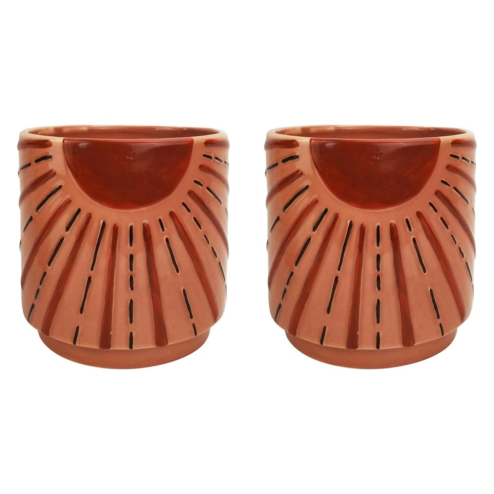 2x Urban Sunshine 17cm Ceramic Planter Flower/Plant Pot Home Decor Medium Pink