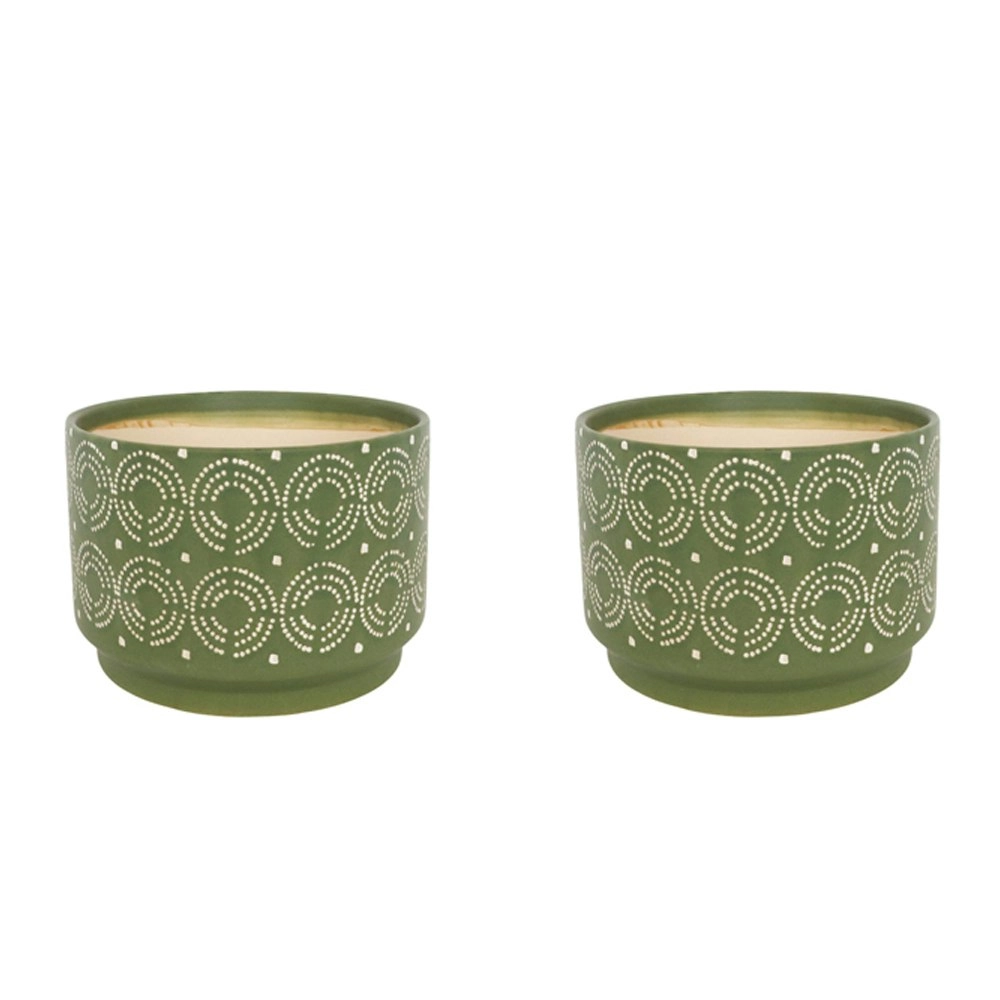 2x Urban Laurie 19cm Ceramic Planter Flower/Plant Pot Large Desk Decor Green