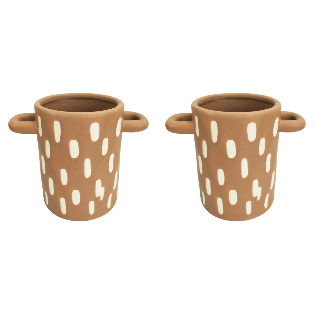 2x Urban Lydia 13.5cm Ceramic Planter Flower/Plant Pot Desk Decor Medium Beige