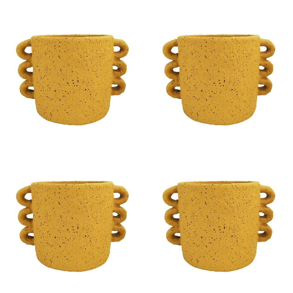 4x Urban Dayze 13cm Concrete Planter Flower/Plant Pot Home Decor Small Mustard