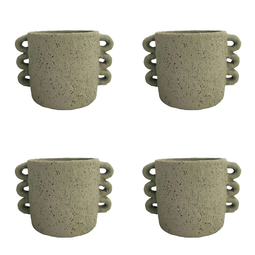 4x Urban Dayze 13cm Concrete Planter Flower/Plant Pot Home Desk Decor Small Sage