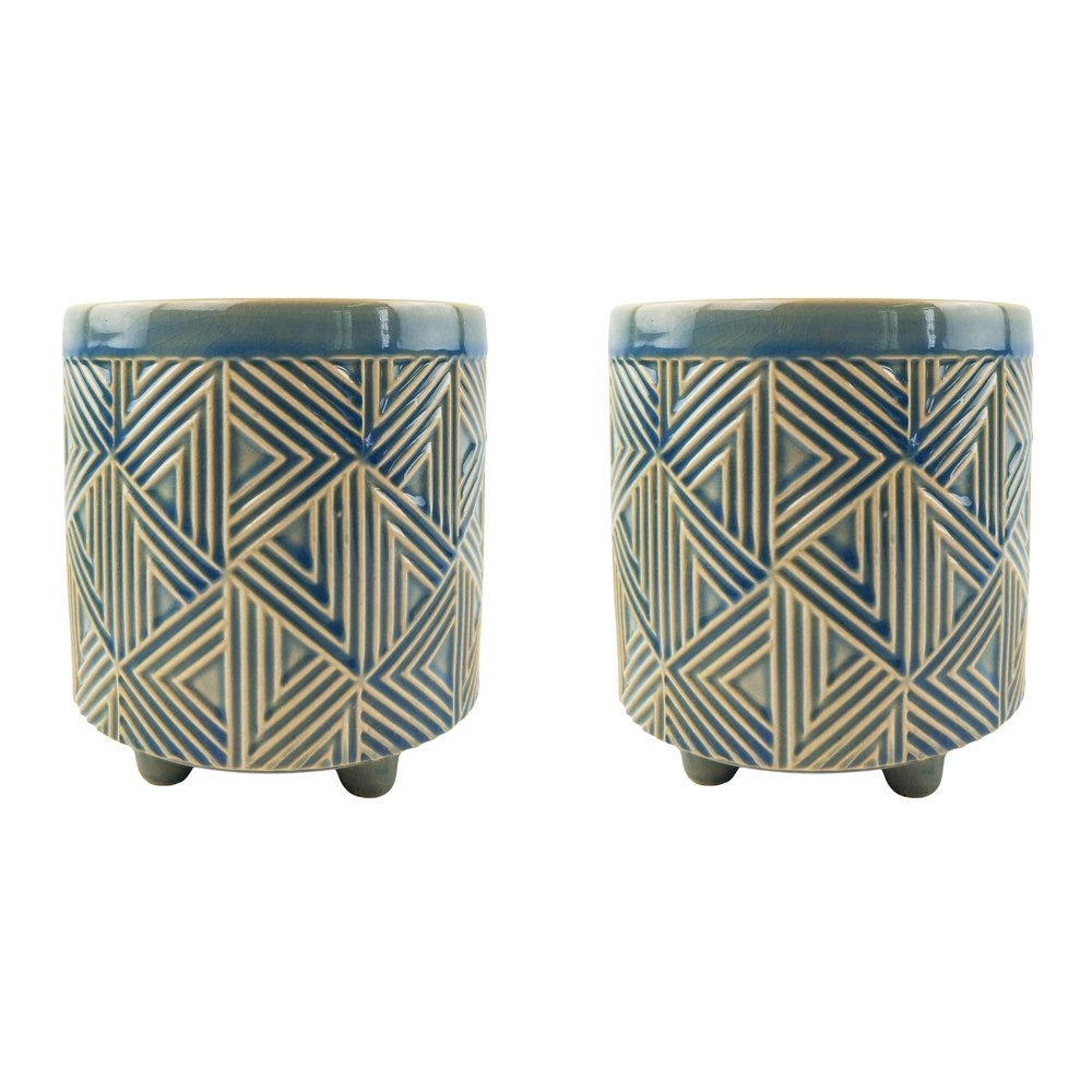 2x Urban Oakley 16cm Ceramic Planter Flower/Plant Pot Med Home Desk Decor Blue