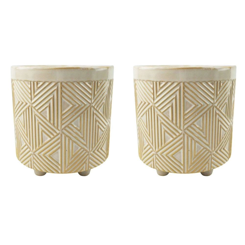 2x Urban Oakley 16cm Ceramic Planter Flower/Plant Pot Med Home Desk Decor White