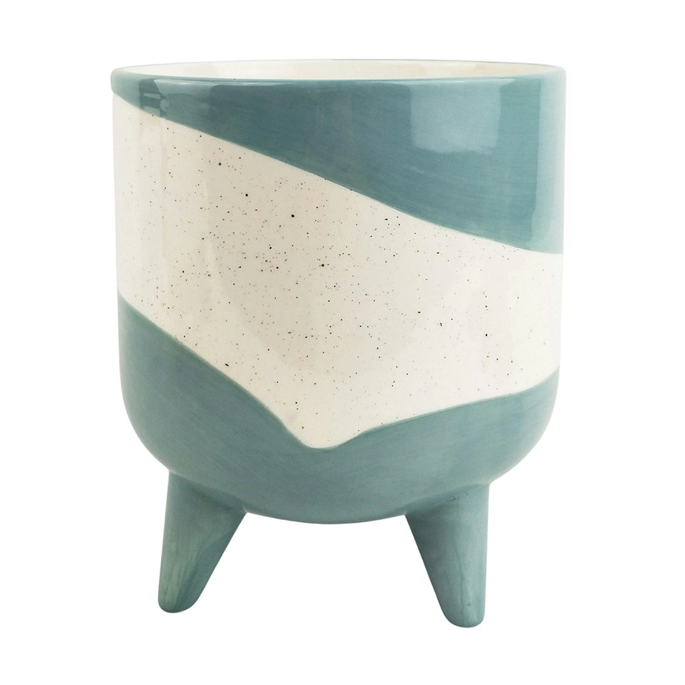 Urban Avery Ceramic 19.5cm Dot Planter Flower/Plant Pot w/ Legs Decor Large Blue