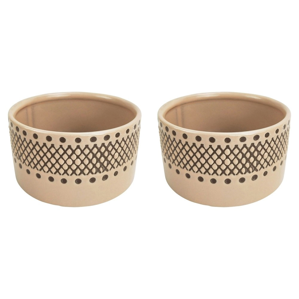 2x Urban Thea Tribal 7cm Ceramic Planter Flower/Plant Pot Decor Sml Beige/Mocha