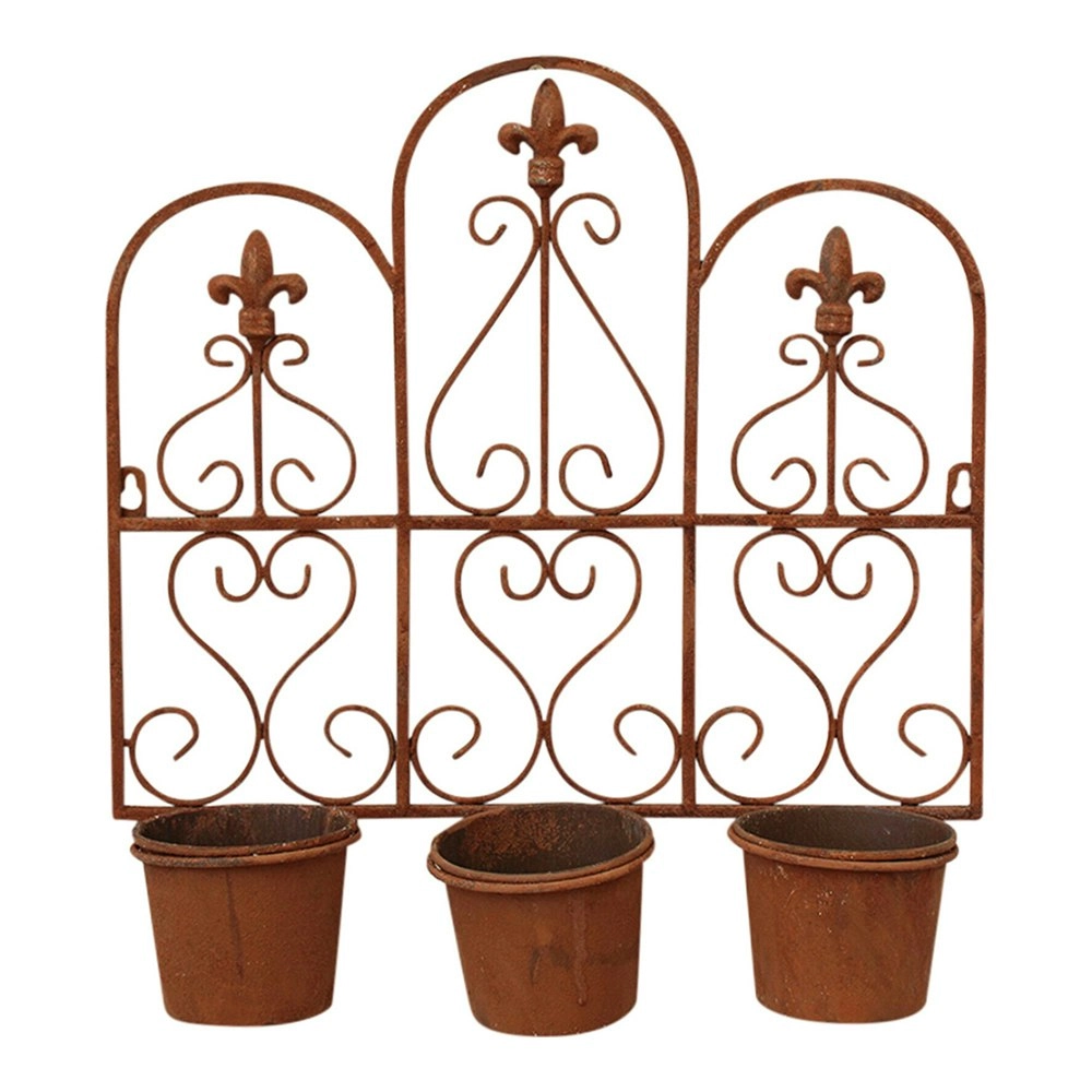 Metal 43cm Hanging Triple Wall Planter Partere Outdoor Home Garden Pot Display