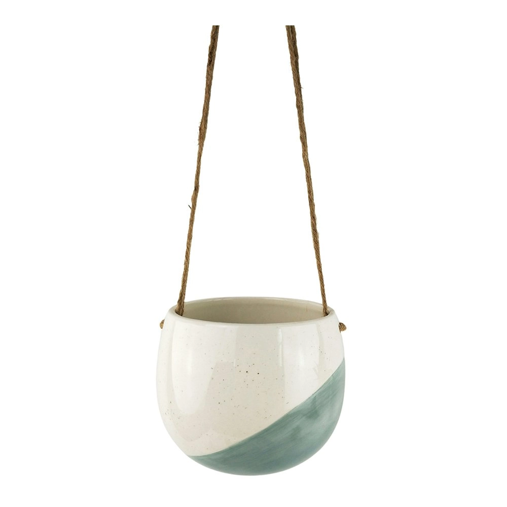 Urban Avery 14cm Ceramic Dot Round Hanging Planter Flower Plant Pot Medium Blue