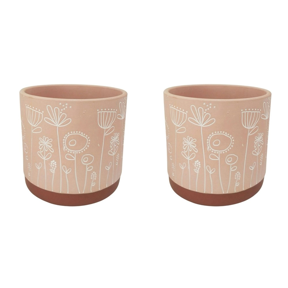 2x Urban Bree 14cm Ceramic Planter Flower/Plant Pot Home Desk Decor Medium Pink