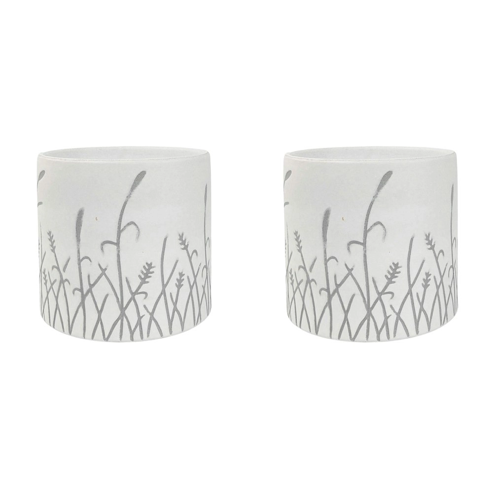 2x Urban Riya 12.5cm Ceramic Flower/Plant Pot Planter Garden Decor Medium White