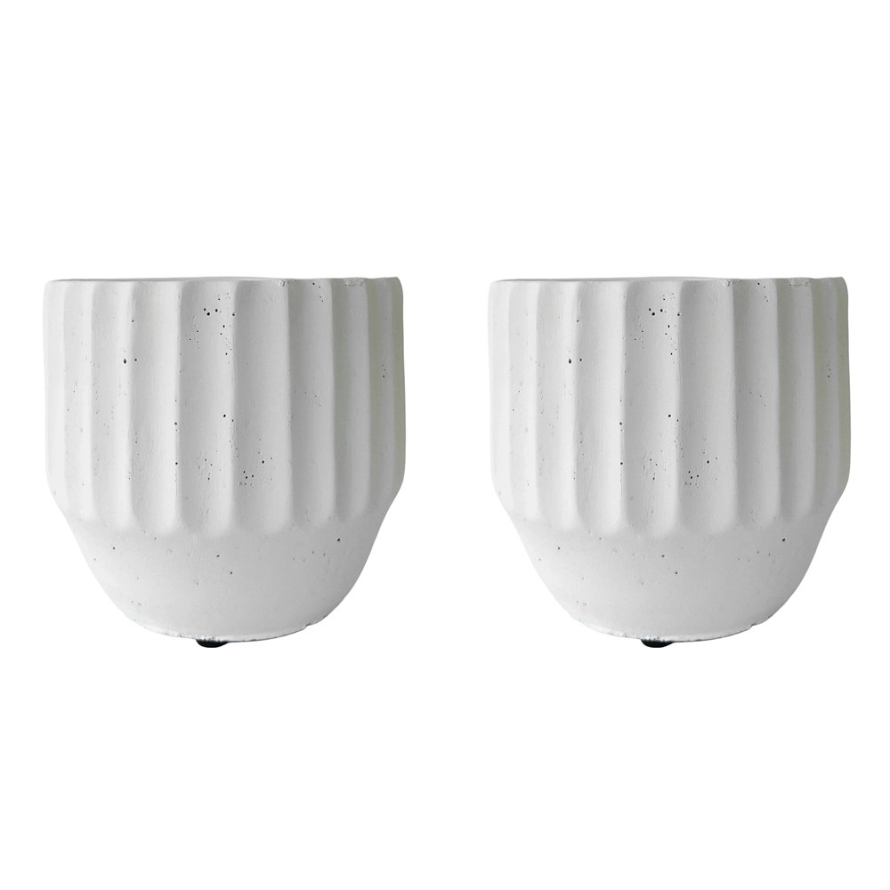 2x Urban Aylin 14cm Concrete Planter Flower/Plant Pot Med Home Desk Decor White