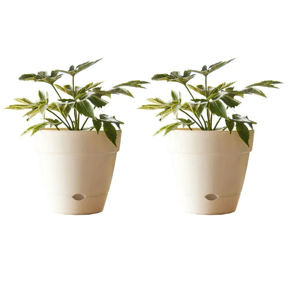 2x Northcote Pottery Leonard 31x27cm Self Watering Plant Pot Garden Decor White