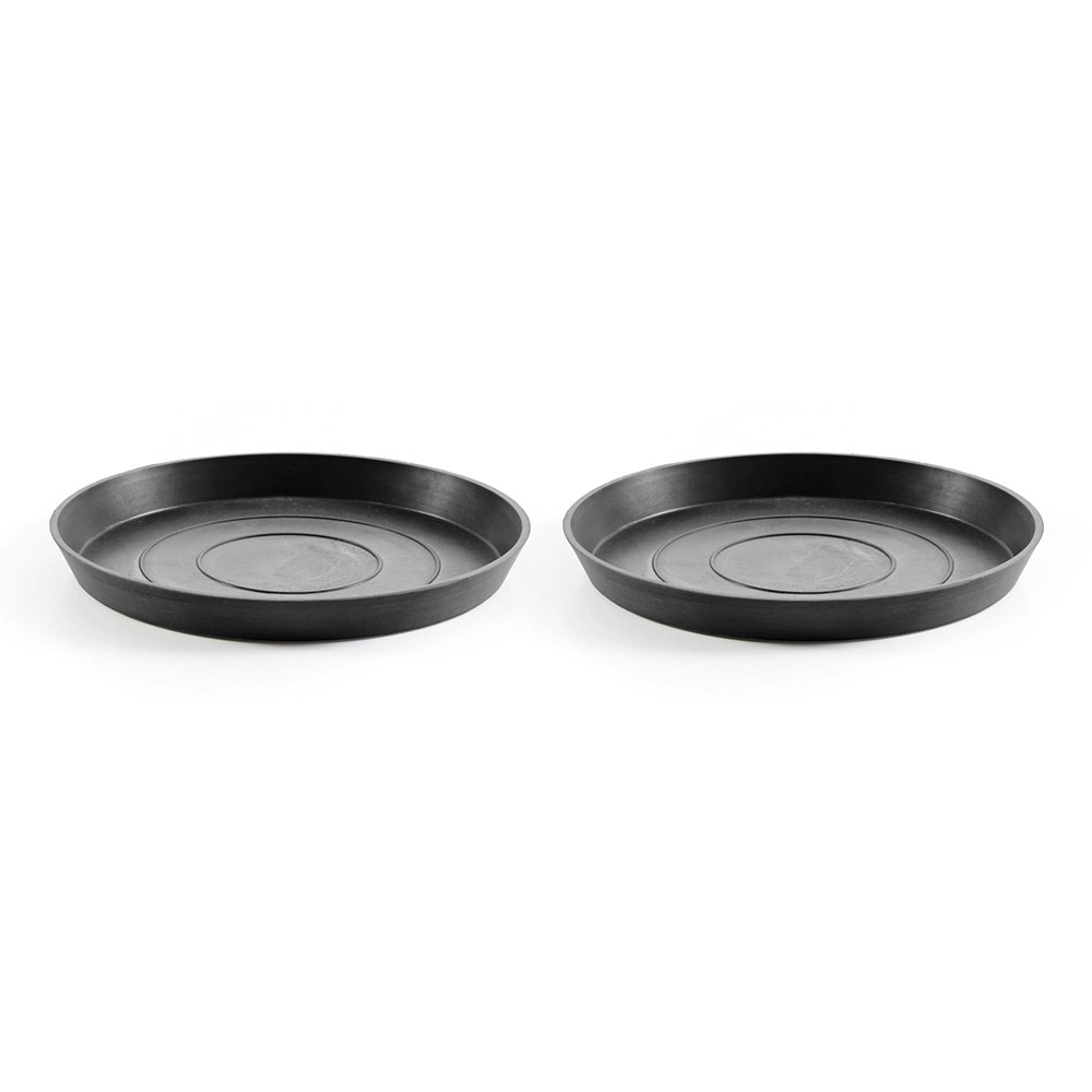 2x Ecopots Plant Pot Saucer Round 29 Dark Grey 29x3.0cm Indoor/Outdoor Decor