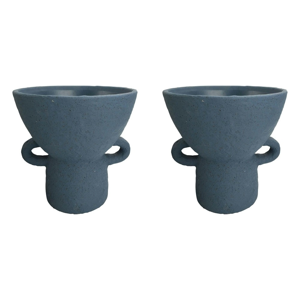 2x Urban Dayze 25.5cm Concrete Tall Planter Flower/Plant Pot Decor Lrg Sapphire