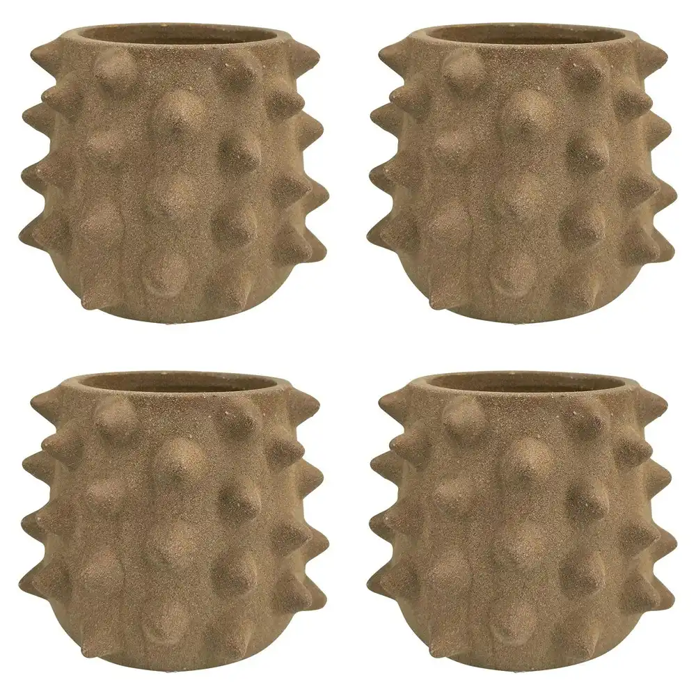 4x Urban Isaac Spike 12cm Ceramic Planter Flower/Plant Pot Sml Desk Decor Brown