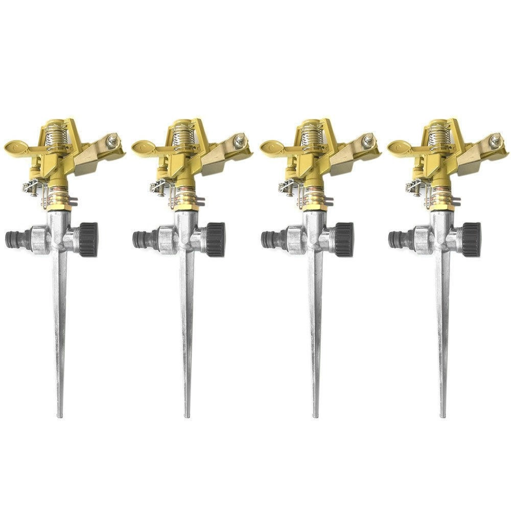 4PK Impulse Sprinkler Metal Water Lawn/Garden Spray/Irrigator/Watering for Hose