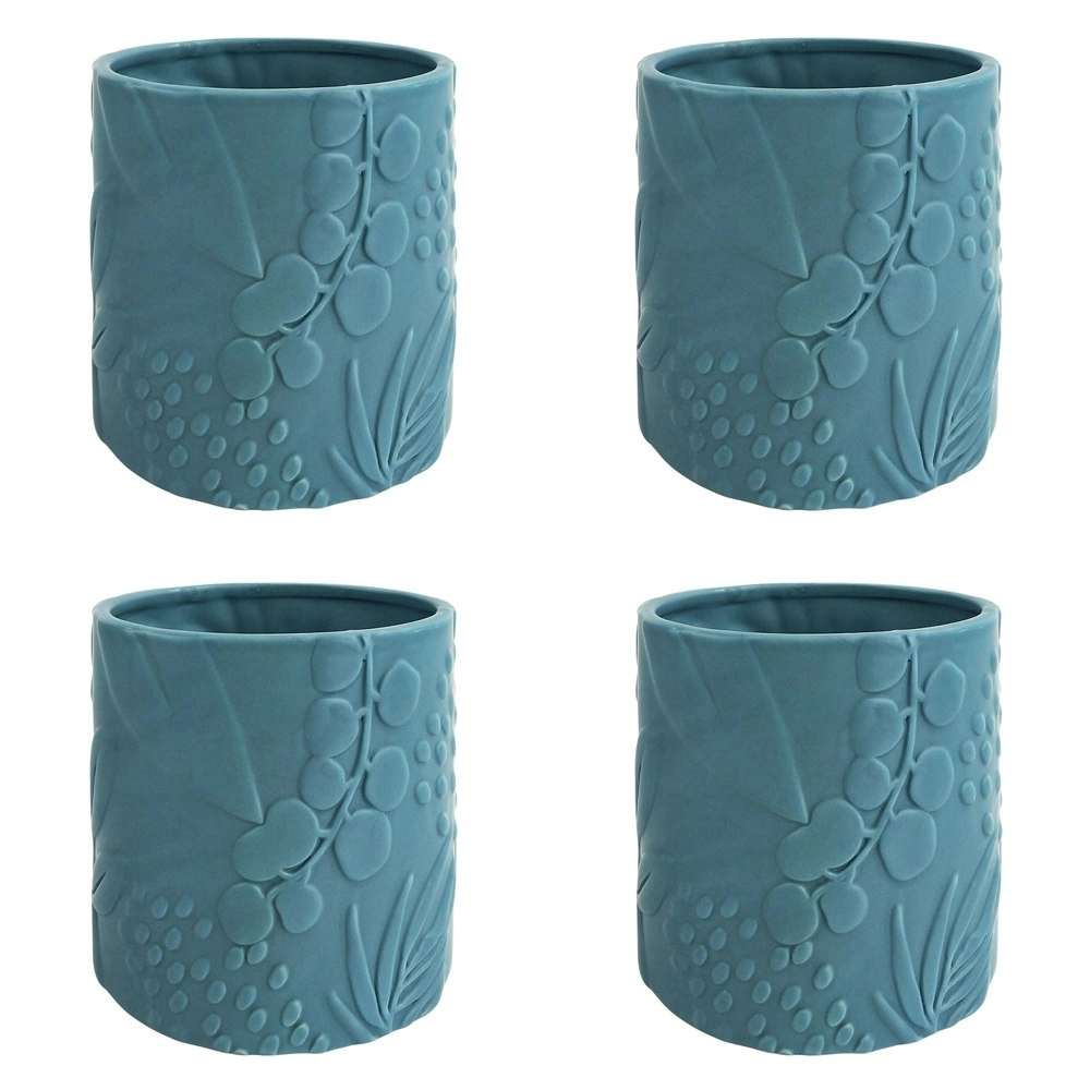 4x Urban Caprice Foliage 14cm Ceramic Planter Flower/Plant Pot Decor Medium Sky