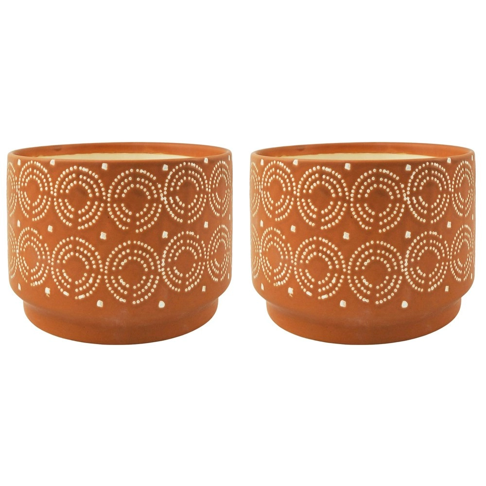 2x Urban Laurie 19cm Ceramic Planter Flower/Plant Pot Large Home Decor Orange