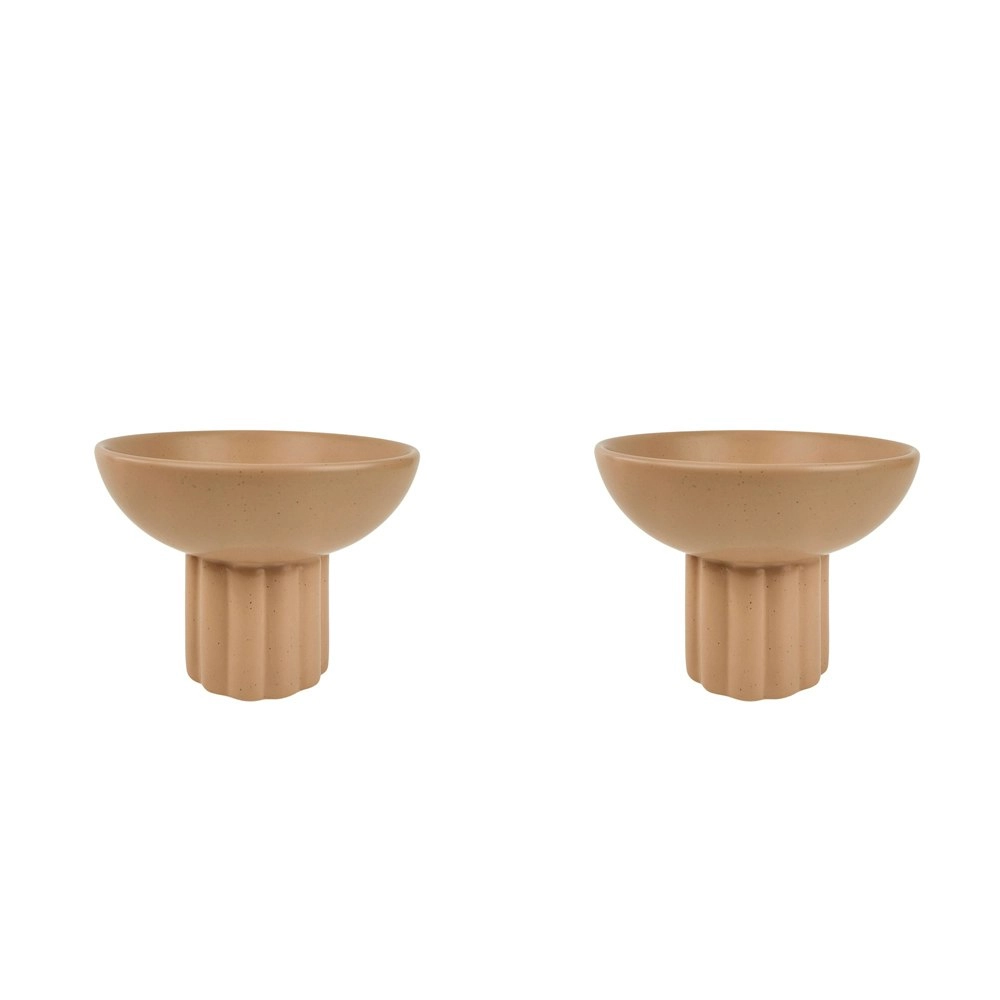 2x Urban Leilani 17cm Ceramic Tall Bowl Home Decor Planter/Vase Display Beige