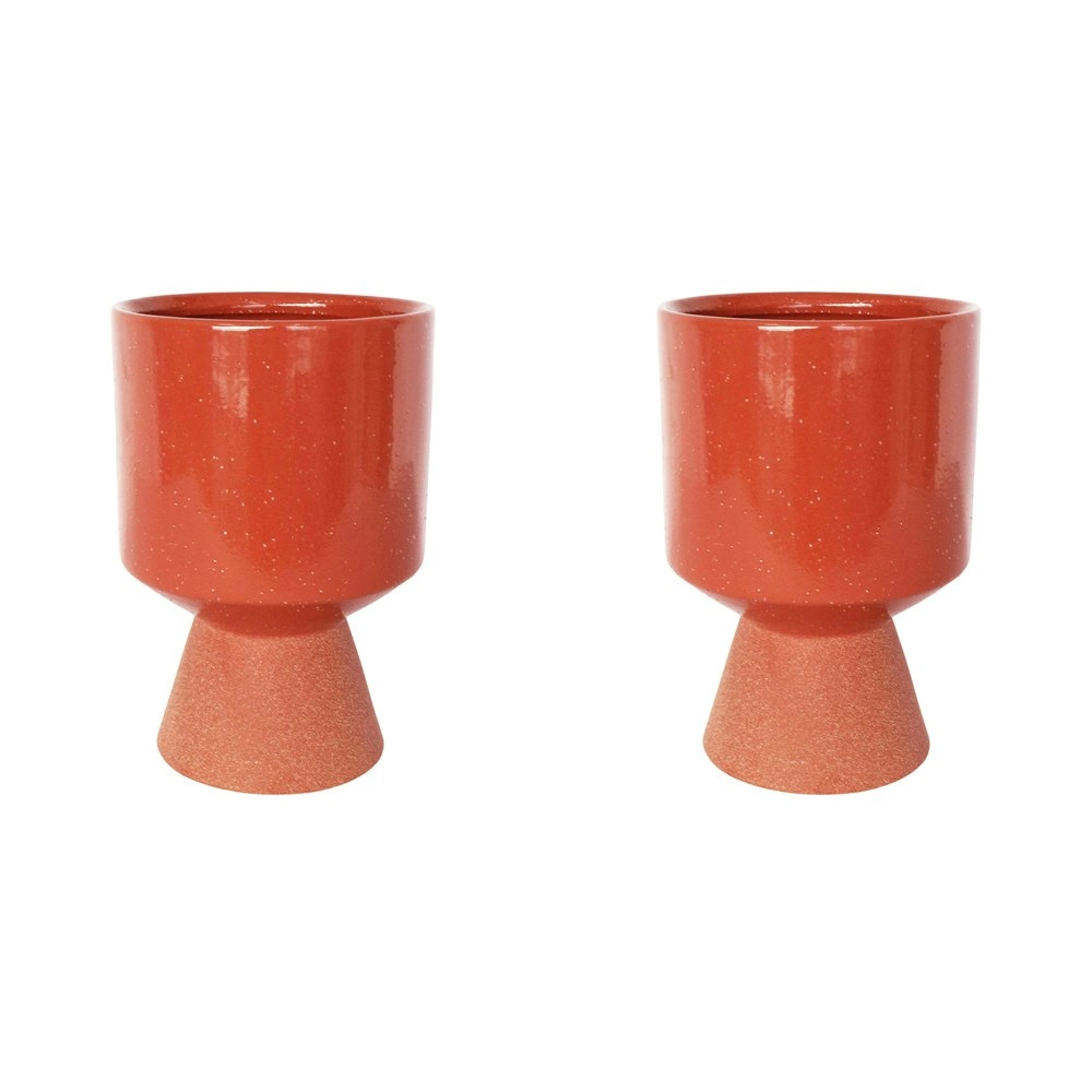 2x Urban Brynn 20cm Ceramic Tall Planter Flower/Plant Pot MediumBerry/Terracotta