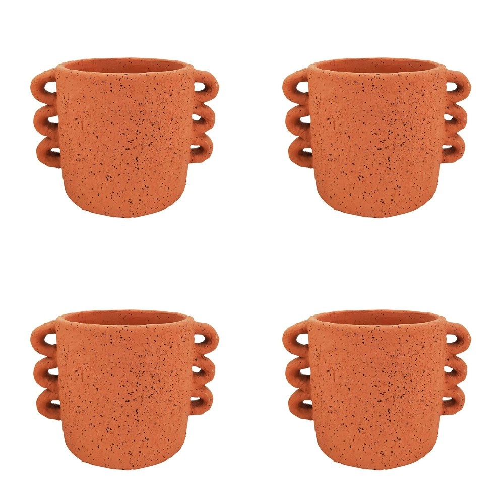 4x Urban Dayze Concrete 20cm Planter Flower/Plant Pot Home Desk Decor Sml Sienna