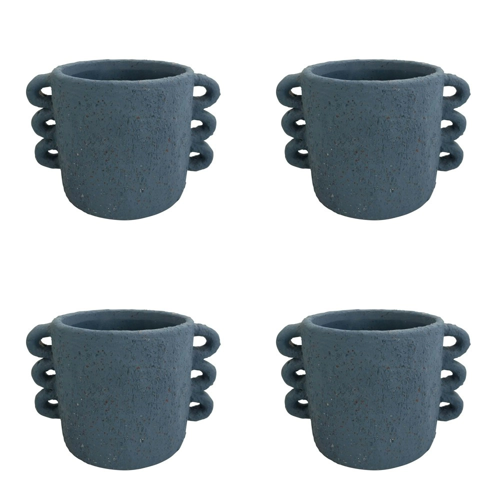 4x Urban Dayze 13cm Concrete Planter Flower/Plant Pot Home Decor Small Sapphire