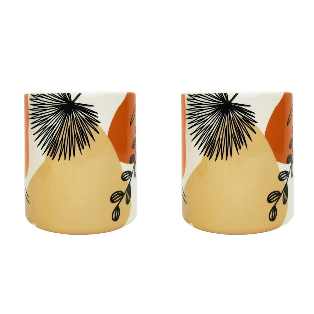 2x Urban Willa Foliage 16cm Ceramic Planter Flower/Plant Pot Medium Peach/Orange