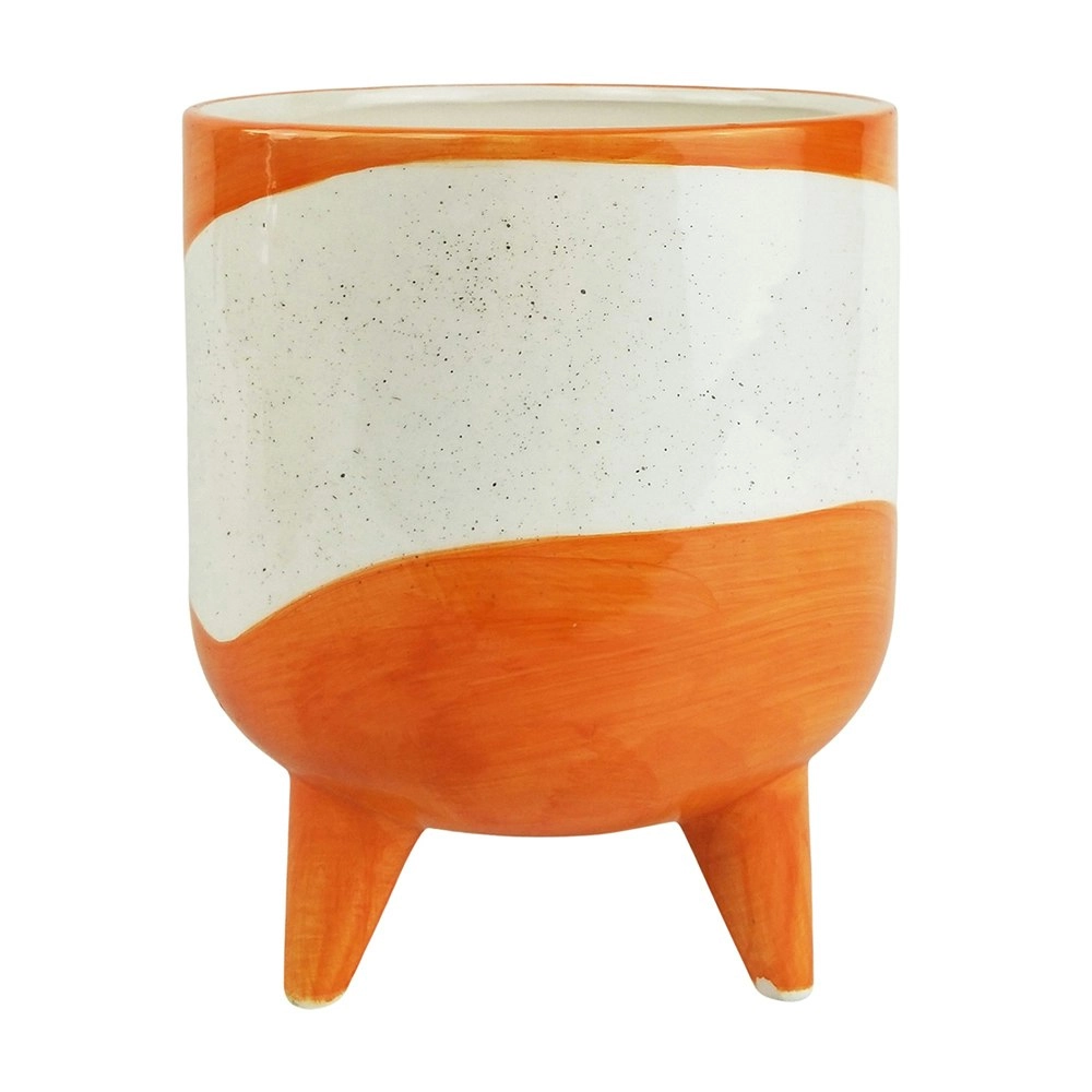 Urban Avery Ceramic 19.5cm Dot Planter Flower Pot w/ Legs Decor Large Orange