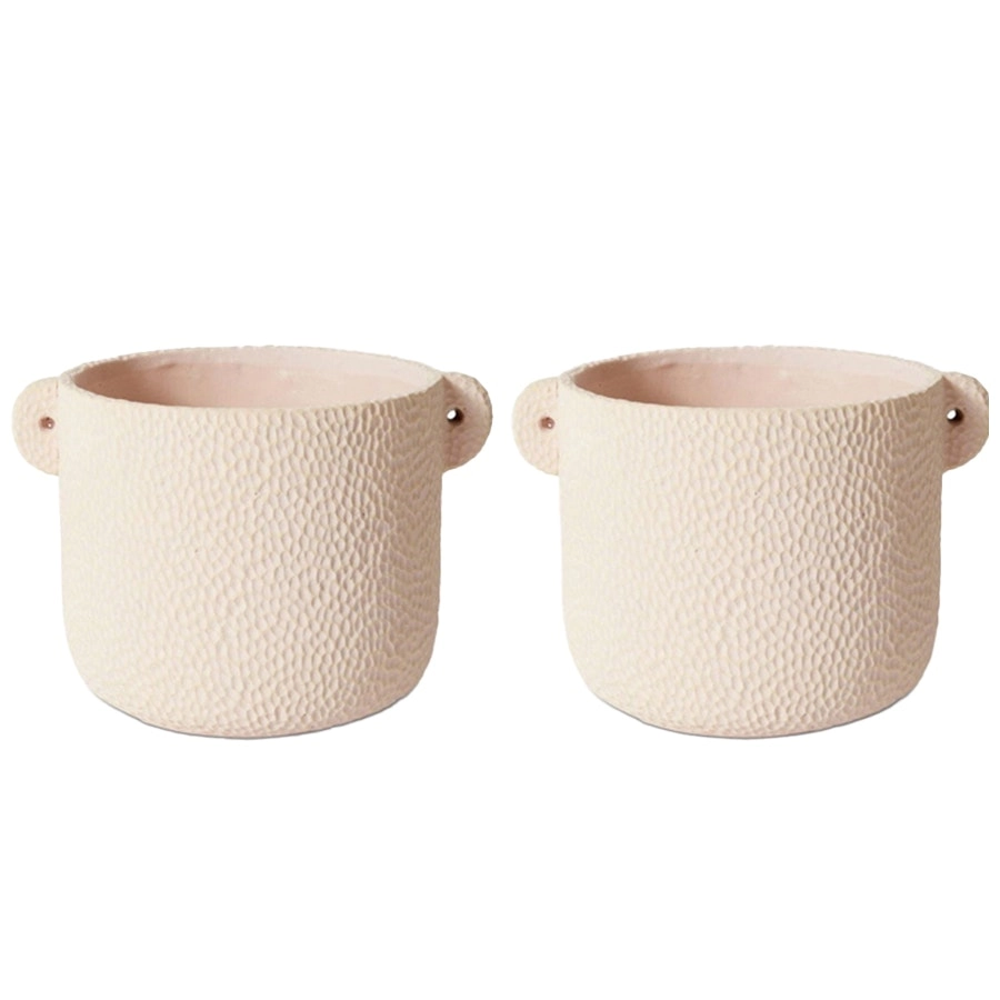 2x E Style Isadora 25cm Cement Plant Pot Home Decorative Planter Round Pink