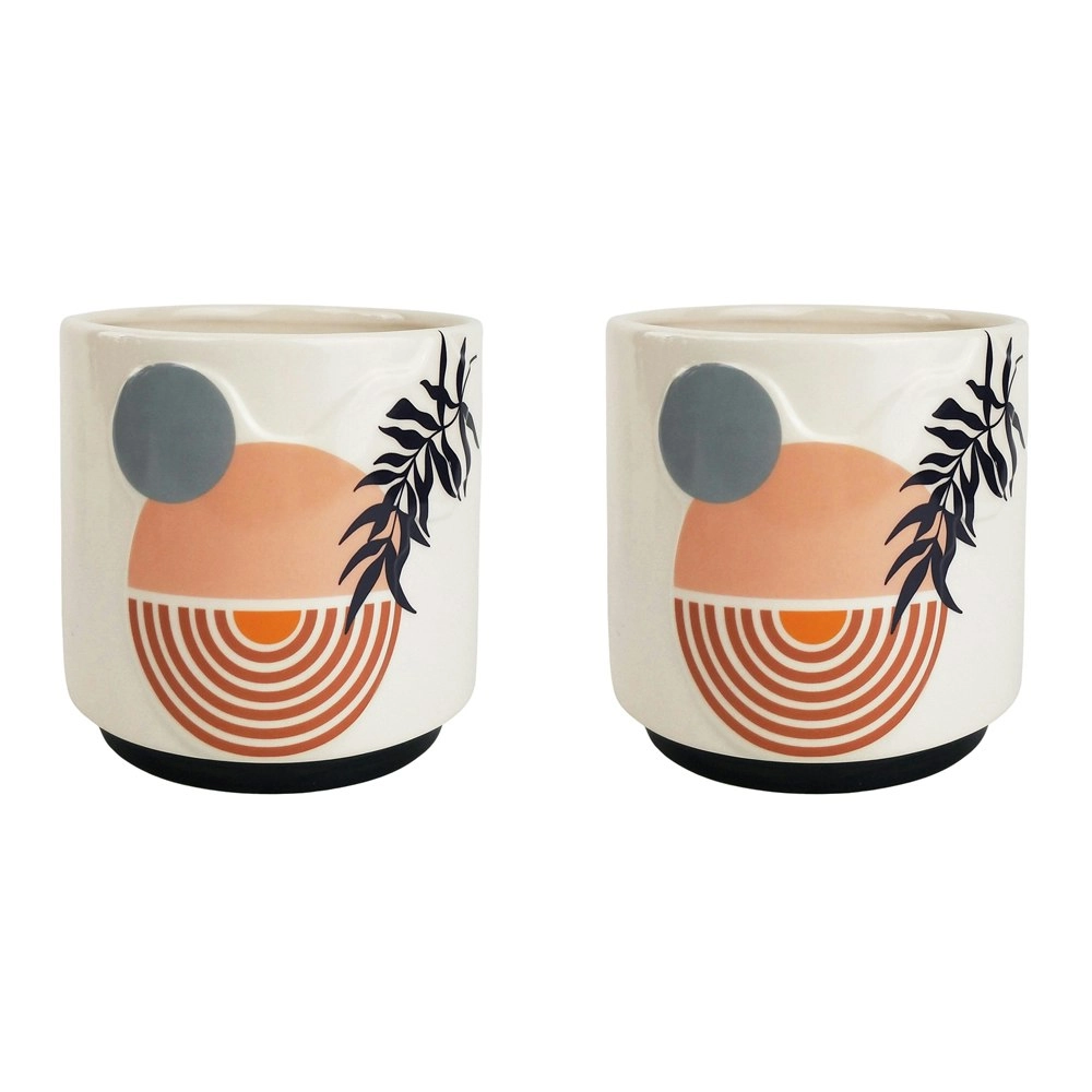 2x Urban Quinn Abstract Rainbow 13cm Ceramic Planter Flower/Plant Pot Decor Sml