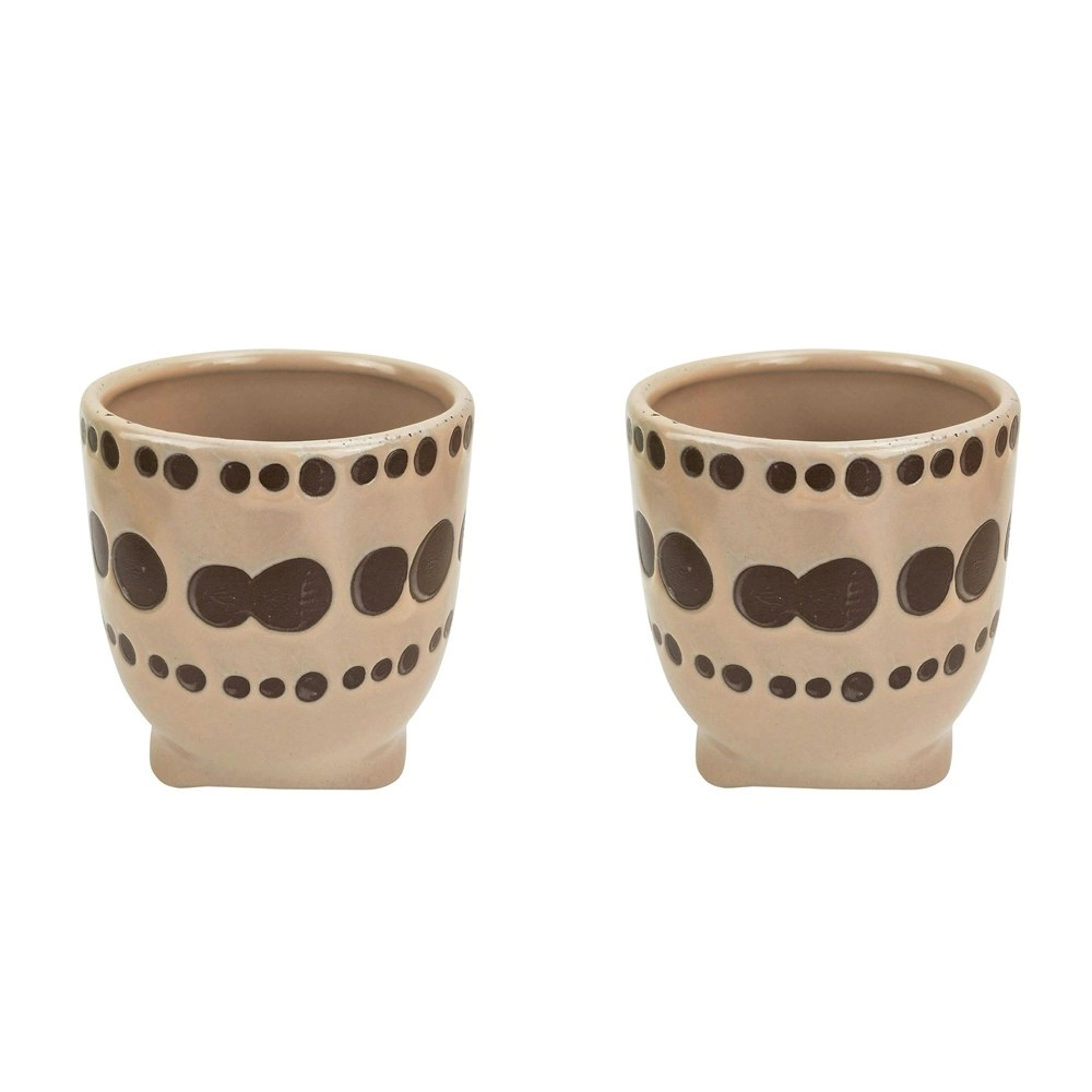 2x Urban Remy 11cm Ceramic Planter Flower/Plant Pot Home Tabletop Decor Mocha