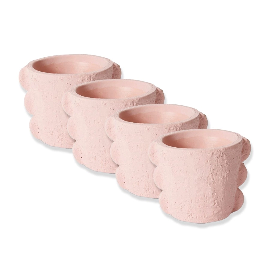 4x E Style Sutton 13cm Cement Plant Pot Flower Planter Holder Home Decor PNK