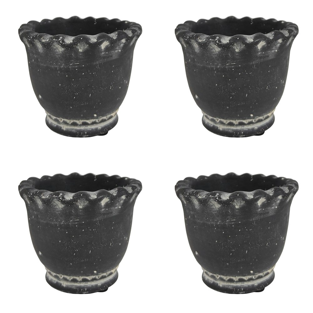 4x Urban Marie 9cm Ceramic Planter Flower/Plant Pot Home Decor Small Charcoal