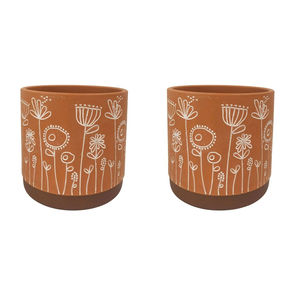 2x Urban Bree 14cm Ceramic Planter Flower/Plant Pot Home Decor Medium Terracotta