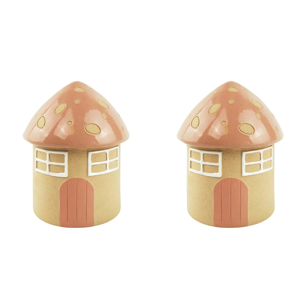 2x Urban Fairy House 16cm Ceramic Planter Flower/Plant Pot Home Desk Decor Pink