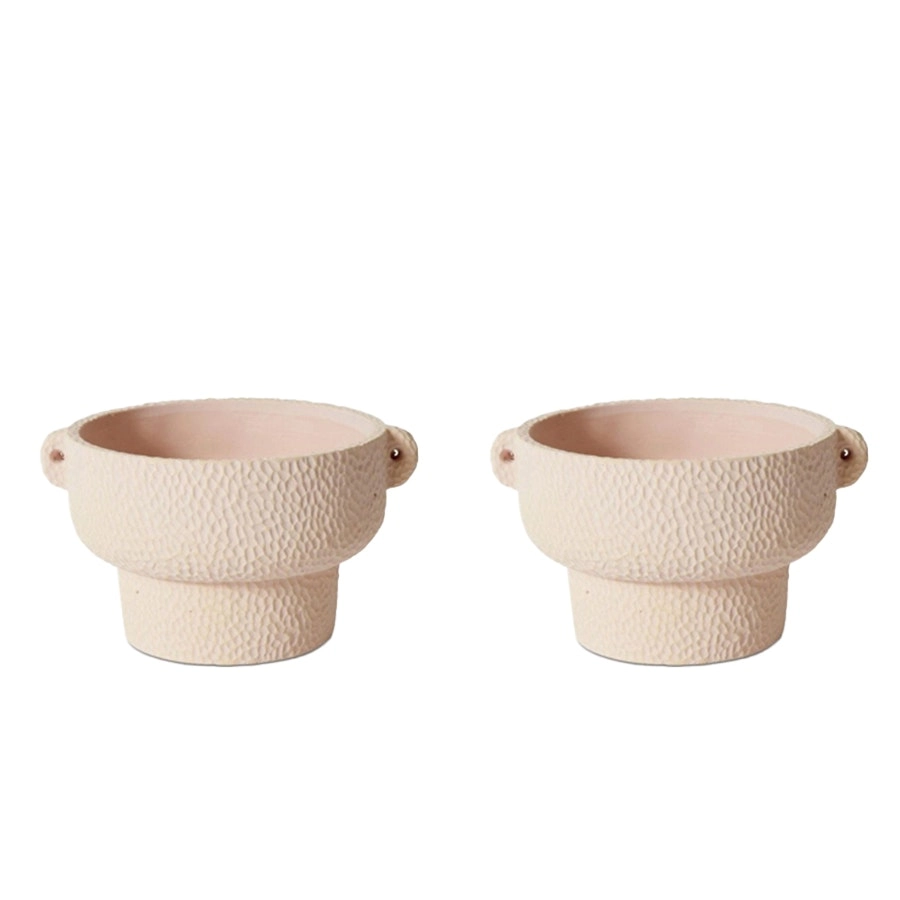 2x E Style Isadora 21cm Cement Bowl Plant Pot Flower Planter Home Decor Pink