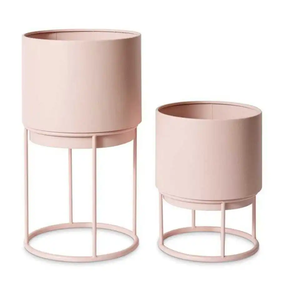 2pc E Style Ringo 36/56cm Round Planter w/ Stand Home Decor Set Dusty Pink