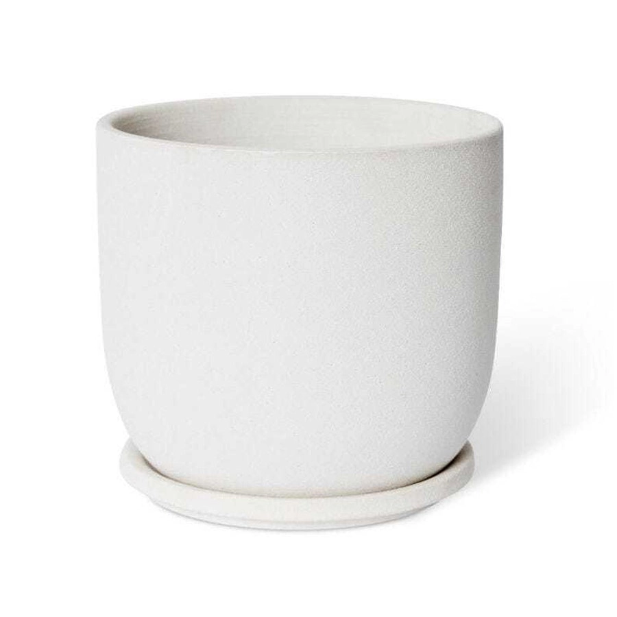 E Style Allegra 19cm Ceramic Plant Pot w/ Saucer Home Decor Planter White