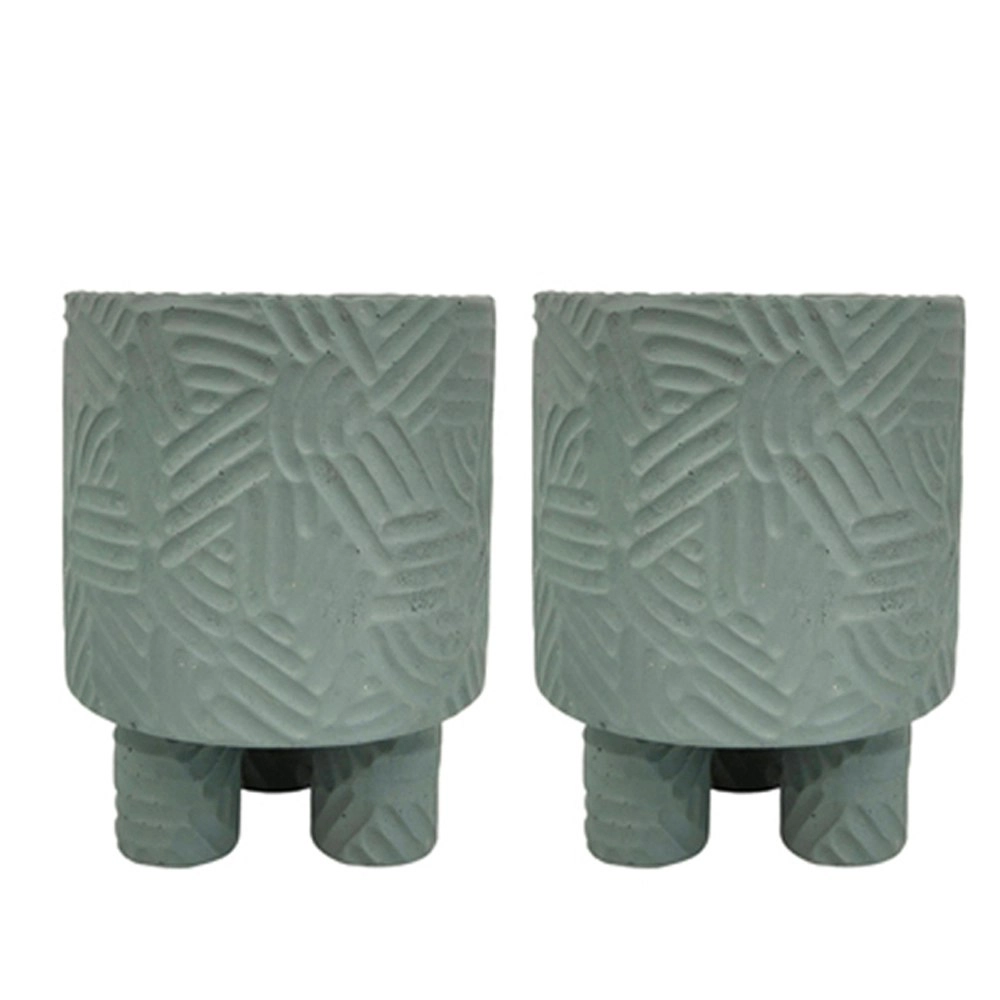 2x Urban Enola 17cm Concrete Med Planter Flower/Plant Pot w/Legs Home Decor Blue