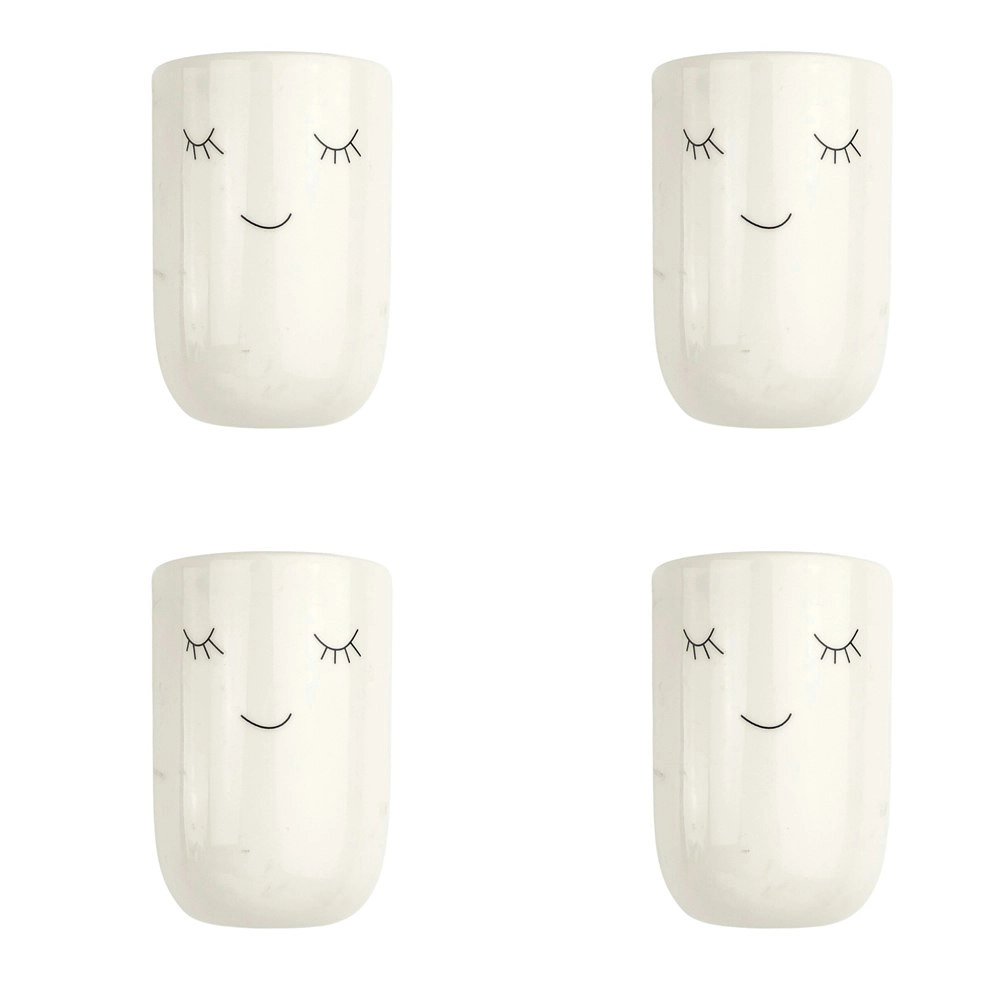 4x Urban Face Magnet 9x12cm Ceramic Planter Flower/Plant Pot Desk Decor White