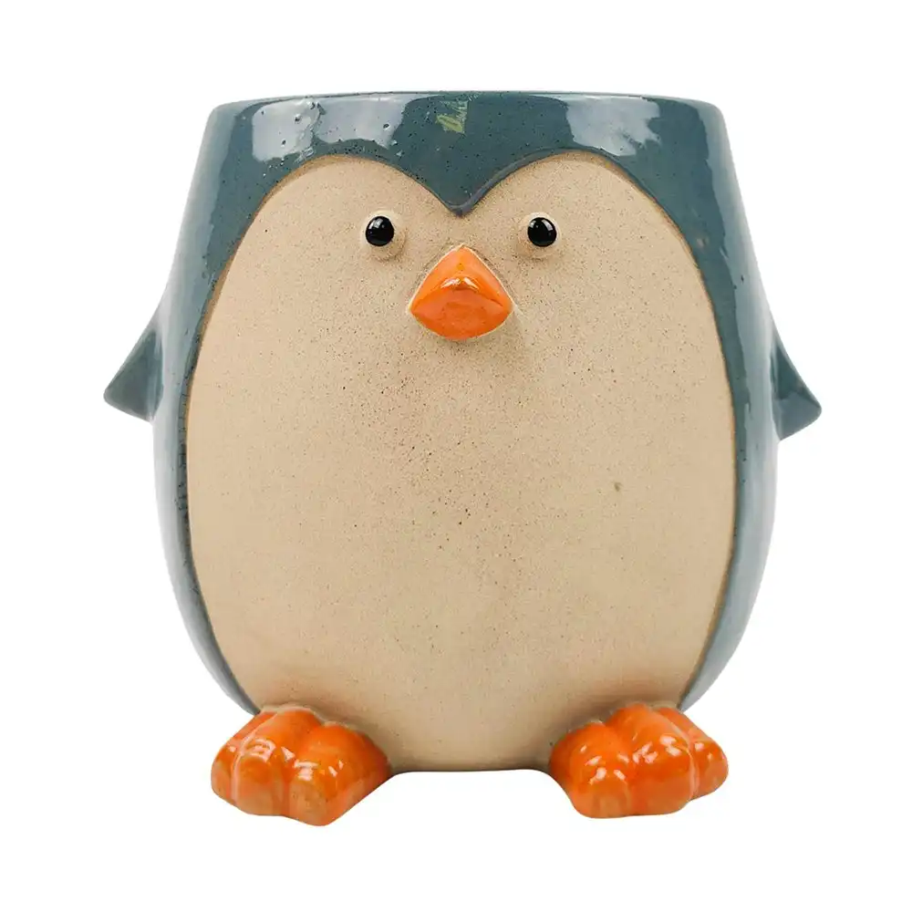 Urban Penguin 16cm Ceramic Planter Home Garden Ornament Display Pot Large Blue