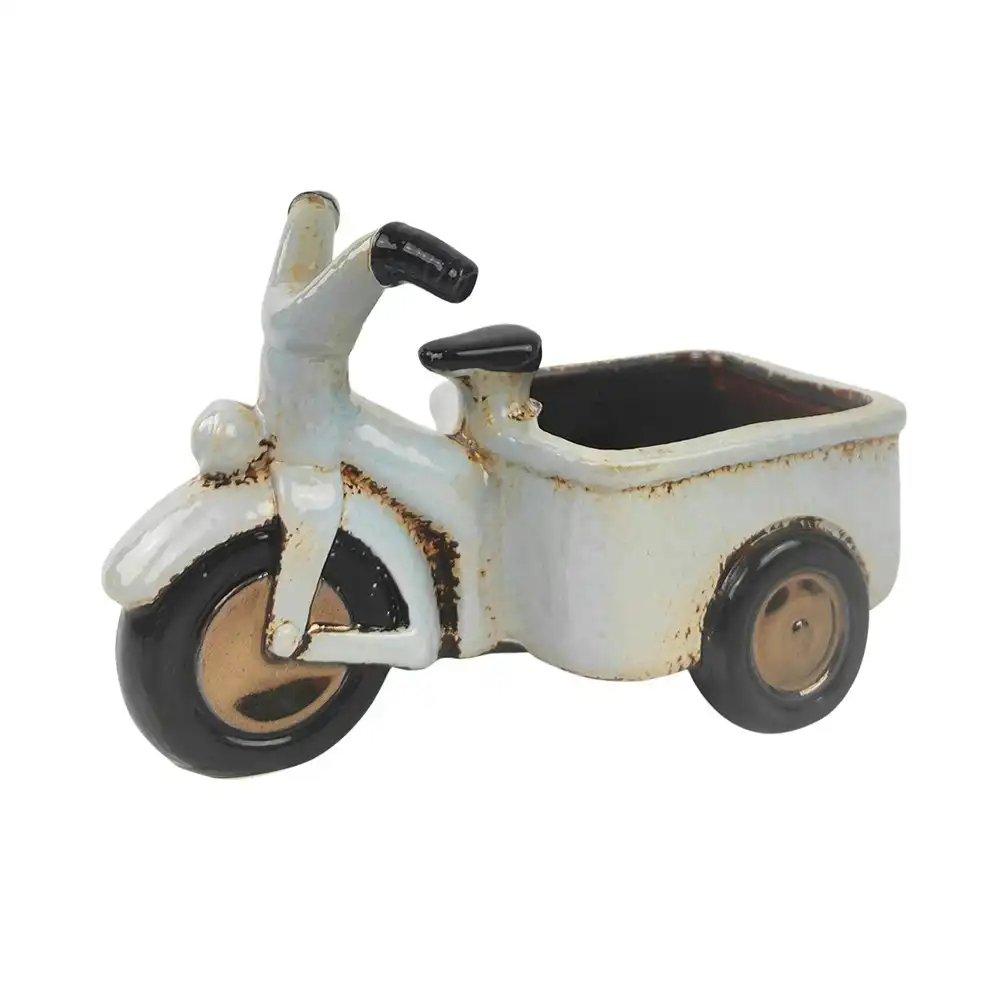 Urban 18cm Scooter Ceramic Planter Home/Garden Decor Plant/Flower Pot Small Blue