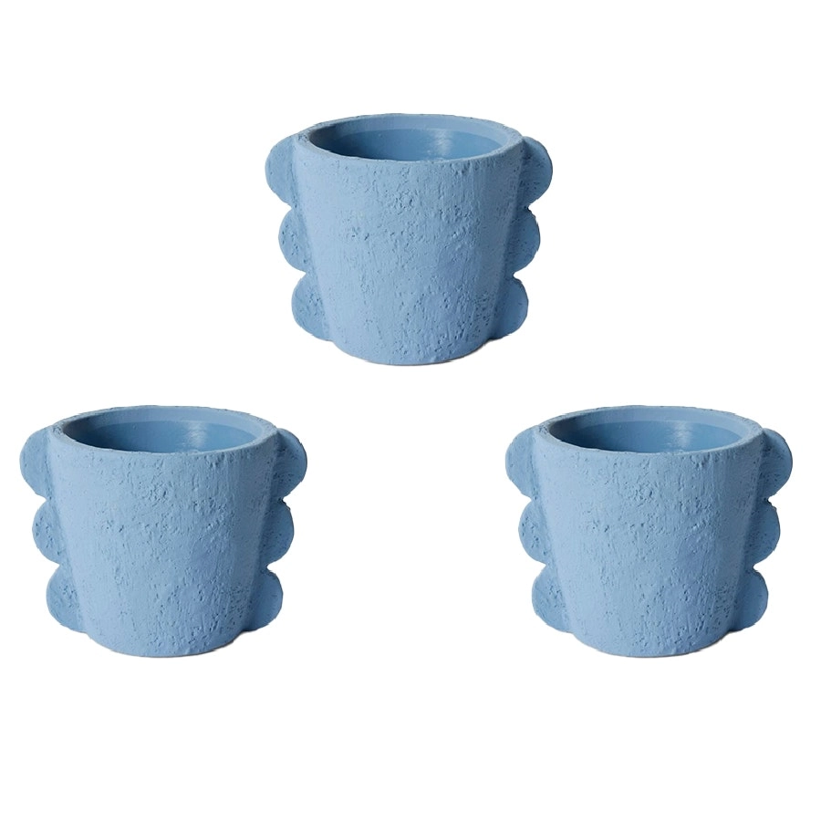 3x E Style Sutton 18cm Cement Plant Pot Flower Planter Holder Home Decor BLU