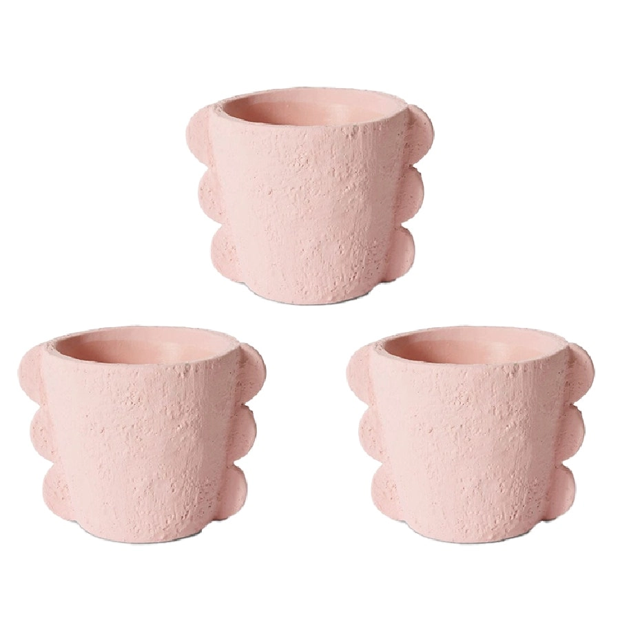 3x E Style Sutton 18cm Cement Plant Pot Flower Planter Holder Home Decor PNK