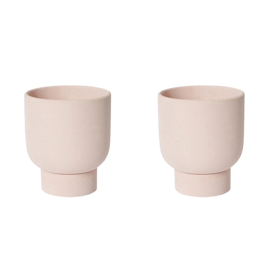 2x E Style Daylen 19cm Ceramic Plant Pot w/ Saucer Home Decor Planter Pink