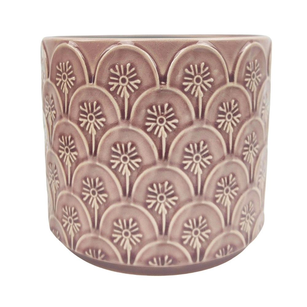 Urban Kaycie Floral 12.5cm Ceramic Planter Outdoor Garden Plant Pot Small Mauve