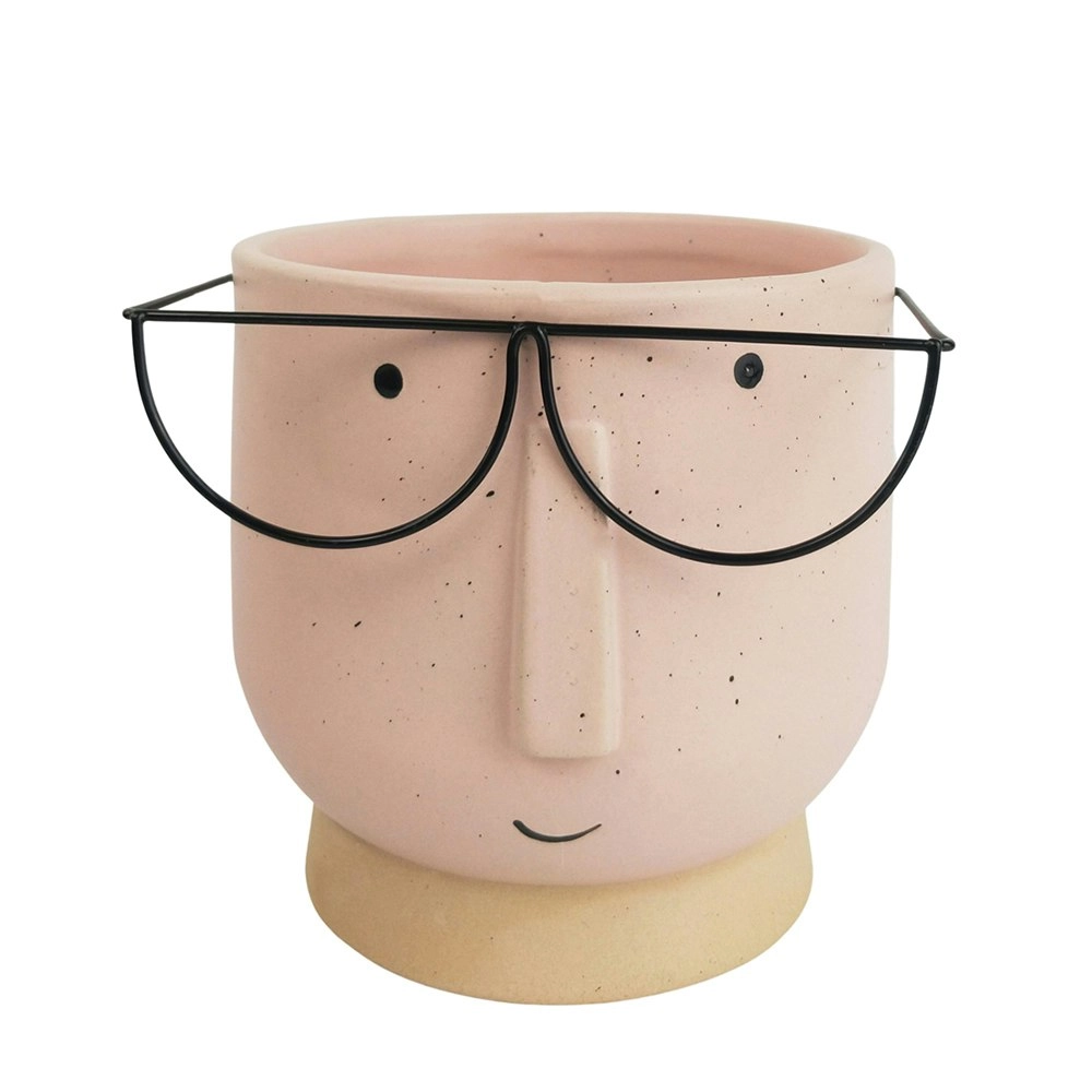 Urban 12cm Blake w/ Glasses Short Ceramic Planter Garden Plant/Flower Pot Pink