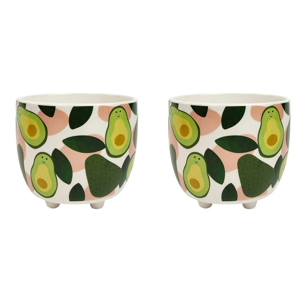 2x Urban 10cm Avocado Ceramic Planter Garden Decor Plant/Flower Pot Small Green